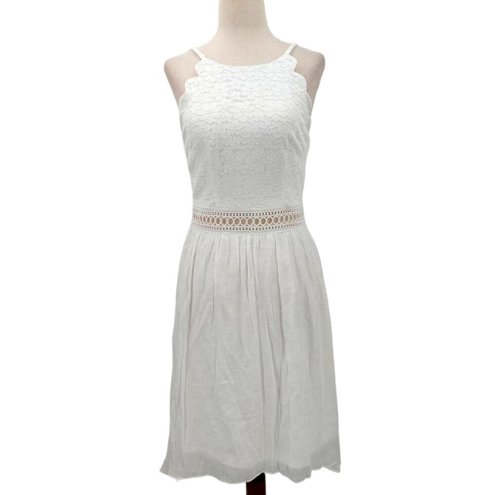 BCX SZ 3 juniors white lace halter sleeveless high low dress NWT B127 *flaw